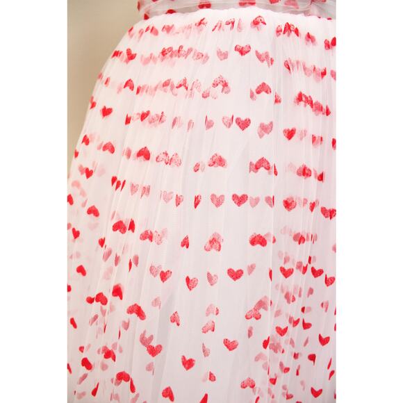 Teuta Matoshi White Heart Tulle Puff Sleeve Dress Gown Size Small - Picture 5 of 10